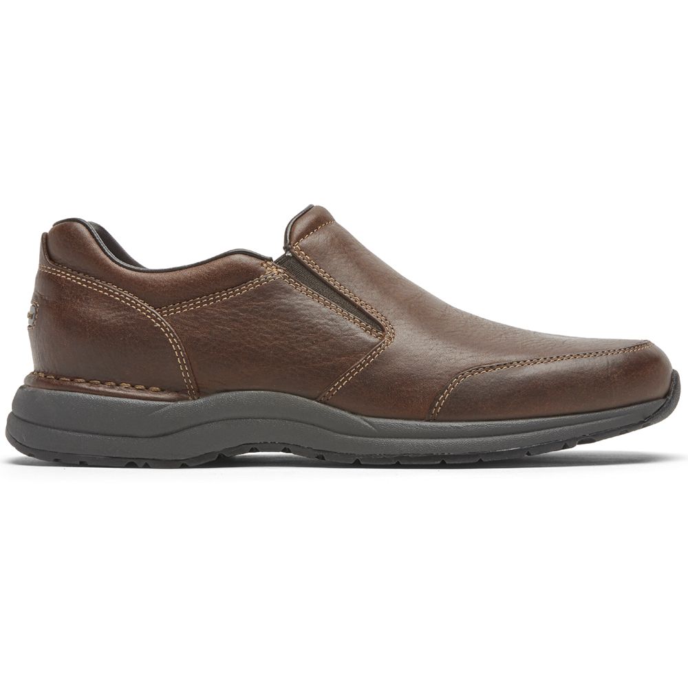 Sapatos De Caminhada Homem Rockport Edge Hill 2 Double Gore Slip-On Luz Marrom,Portugal RNVGY-4290